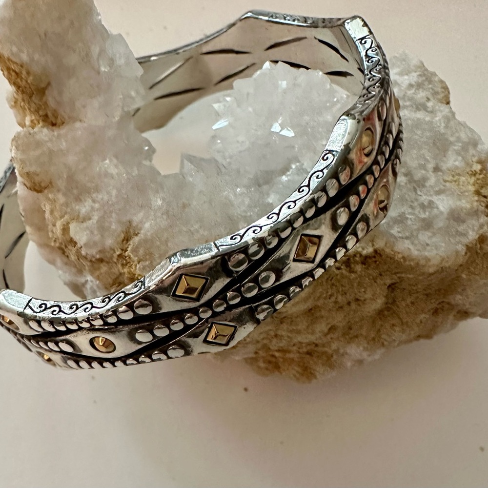 Brighton silver plated bangle bracelet with gold accents